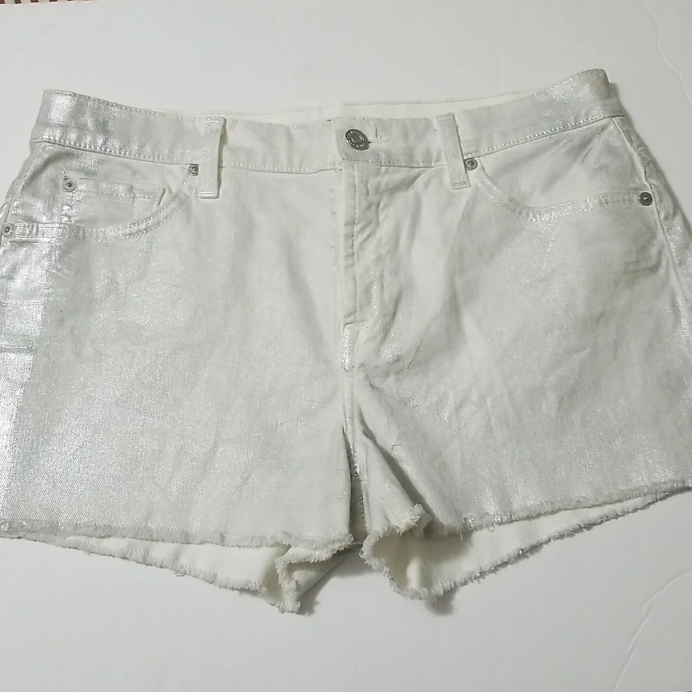 🔥7 For All Mankind Metallic shorts sz 30 - Picture 8 of 12